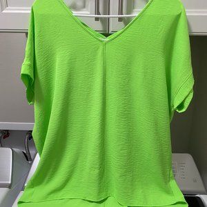First Love Neon Green Oversized Flowy Blouse Size Large
